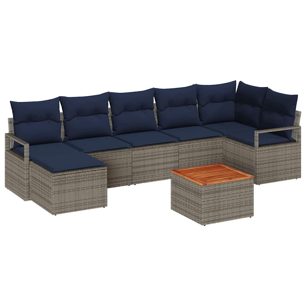 Set Divano da Giardino con cuscino 8 pcs Grigio polyrattan | homemem39