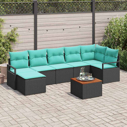 Set Divano da Giardino con cuscino 8 pcs Nero polyrattan | homemem39
