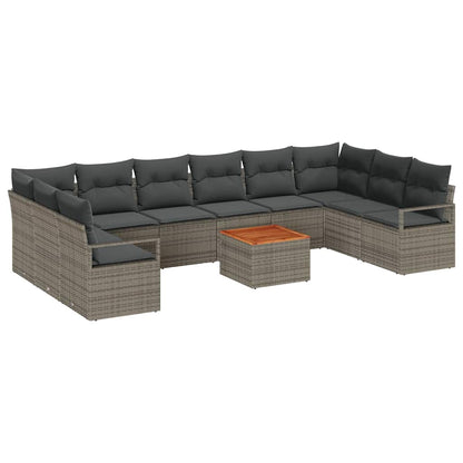 Set Divano da Giardino con cuscino 11 pcs Grigio polyrattan | homemem39