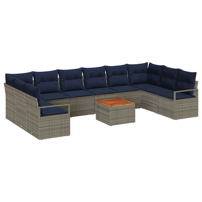Set Divano da Giardino con cuscino 11 pcs Grigio polyrattan | homemem39