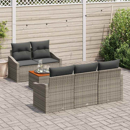 Set Divano da Giardino con cuscino 6 pcs Grigio polyrattan | homemem39