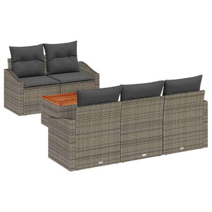 Set Divano da Giardino con cuscino 6 pcs Grigio polyrattan | homemem39