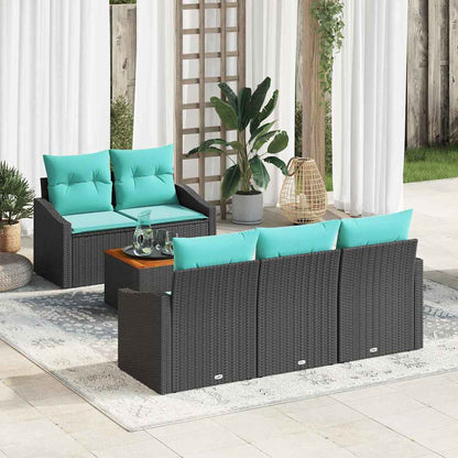 Set Divano da Giardino 6 pz Nero polyrattan