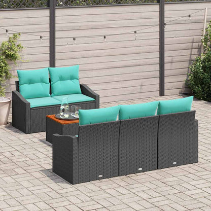 Set Divano da Giardino 6 pz Nero polyrattan
