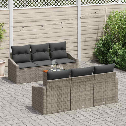 Set Divano da Giardino con cuscino 7 pcs Grigio polyrattan | homemem39