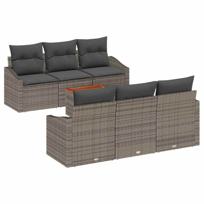 Set Divano da Giardino con cuscino 7 pcs Grigio polyrattan | homemem39