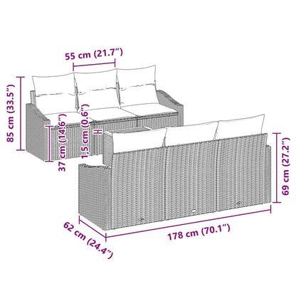 Set Divano da Giardino con cuscino 7 pcs Grigio polyrattan | homemem39