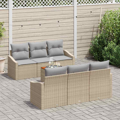 Set Divano da Giardino con cuscino 7 pcs Beige polyrattan | homemem39