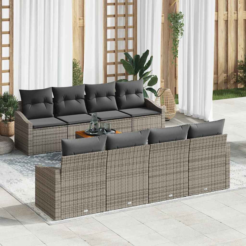 Set Divano da Giardino con cuscino 9 pcs Grigio polyrattan | homemem39