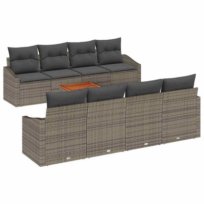 Set Divano da Giardino con cuscino 9 pcs Grigio polyrattan | homemem39