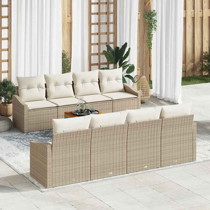 Set Divano da Giardino con cuscino 9 pcs Beige polyrattan | homemem39
