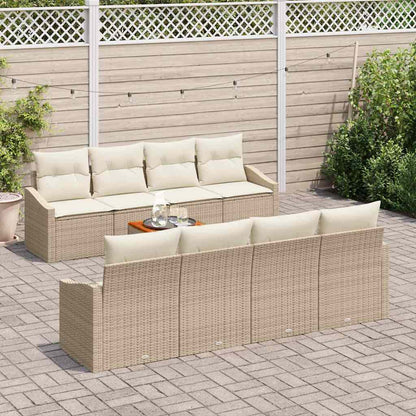 Set Divano da Giardino con cuscino 9 pcs Beige polyrattan | homemem39