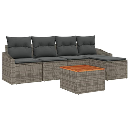 Set Divano da Giardino con cuscino 6 pcs Grigio polyrattan | homemem39