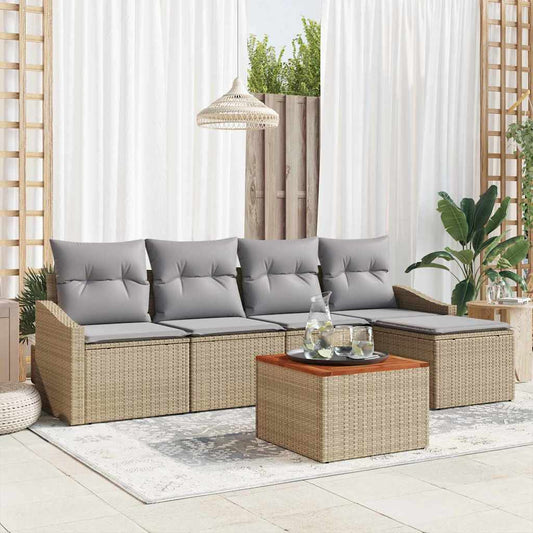 Set Divano da Giardino con cuscino 6 pcs Beige polyrattan - homemem39