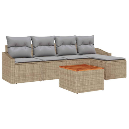 Set Divano da Giardino con cuscino 6 pcs Beige polyrattan