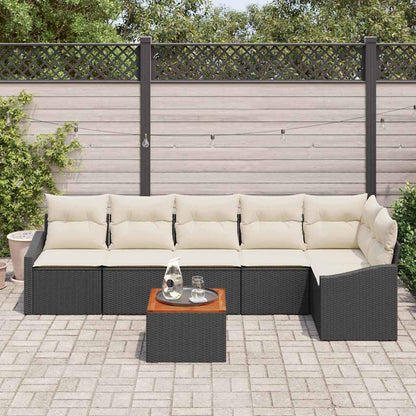 Set Divano da Giardino con cuscino 7 pcs Nero polyrattan | homemem39