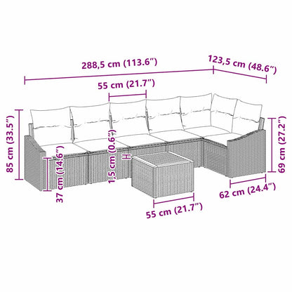 Set Divano da Giardino con cuscino 7 pcs Nero polyrattan | homemem39