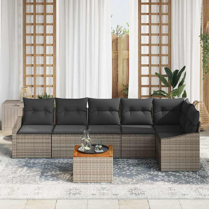 Set Divano da Giardino con cuscino 7 pcs Grigio polyrattan | homemem39