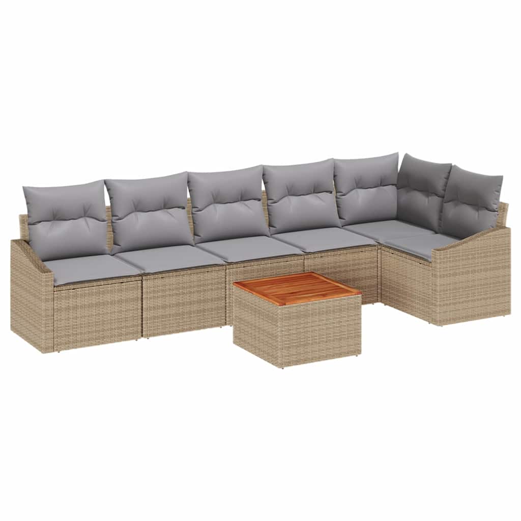 Set Divano da Giardino con cuscino 7 pcs Beige polyrattan | homemem39