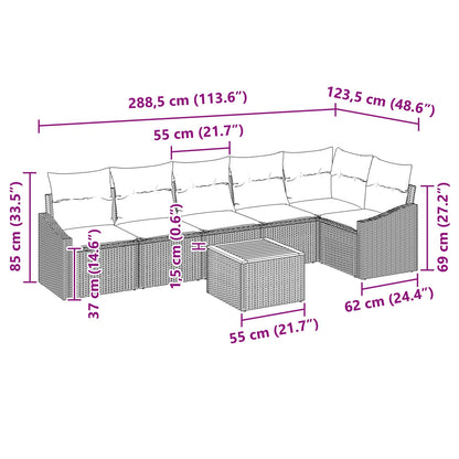 Set Divano da Giardino con cuscino 7 pcs Nero polyrattan | homemem39