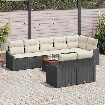 Set Divano da Giardino con cuscino 9 pcs Nero polyrattan | homemem39