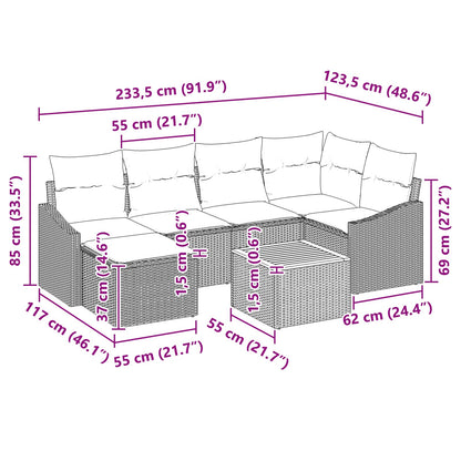 Set Divano da Giardino con cuscino 7 pcs Nero polyrattan | homemem39