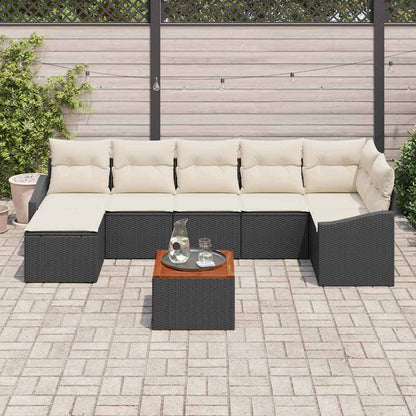 Set Divano da Giardino con cuscino 8 pcs Nero polyrattan | homemem39