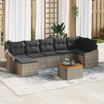 Set Divano da Giardino con cuscino 8 pcs Grigio polyrattan | homemem39