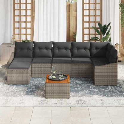 Set Divano da Giardino con cuscino 8 pcs Grigio polyrattan | homemem39