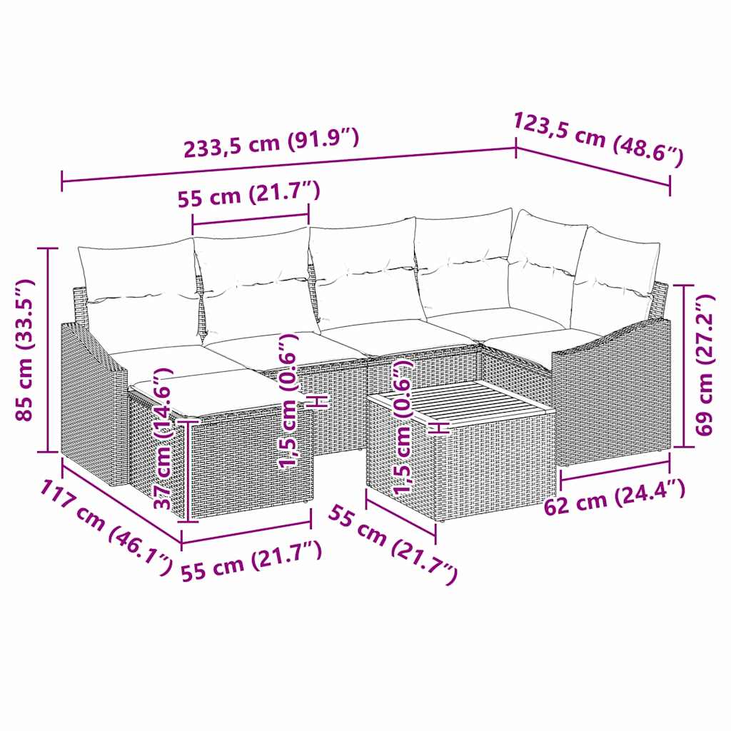 Set Divano da Giardino con cuscino 8 pcs Grigio polyrattan | homemem39