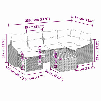 Set Divano da Giardino con cuscino 8 pcs Grigio polyrattan | homemem39