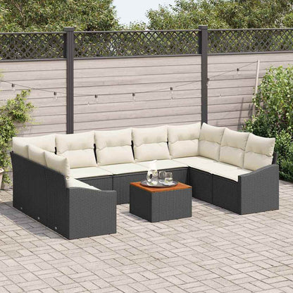 Set Divano da Giardino con cuscino 10 pcs Nero polyrattan | homemem39