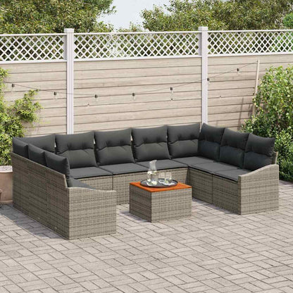 Set Divano da Giardino con cuscino 10 pcs Grigio polyrattan | homemem39