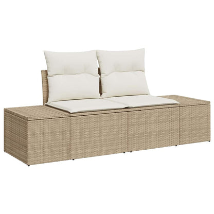 Set Divano da Giardino con cuscino 5 pcs Beige Poly Rattan