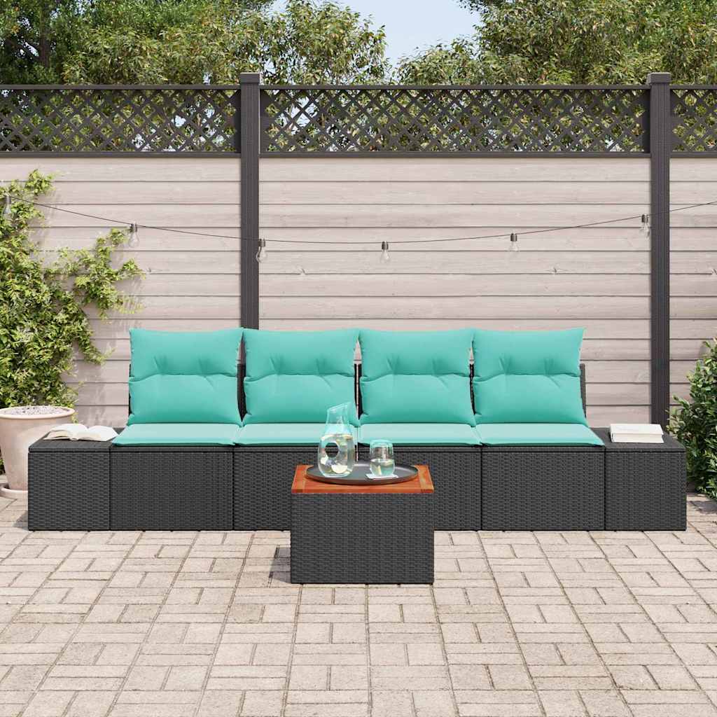 Set Divano da Giardino 5 pz Nero polyrattan - homemem39