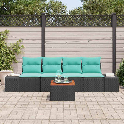 Set Divano da Giardino 5 pz Nero polyrattan - homemem39
