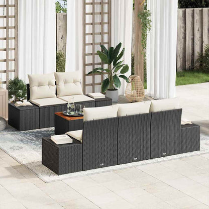 Set Divano da Giardino con cuscino 6 pcs Nero polyrattan | homemem39