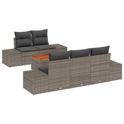 Set Divano da Giardino con cuscino 6 pcs Grigio polyrattan | homemem39