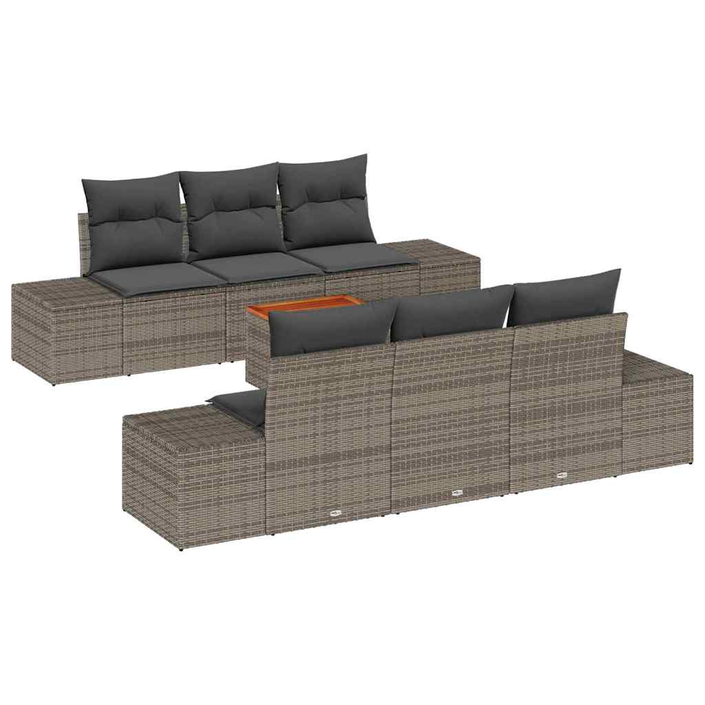 Set Divano da Giardino con cuscino 7 pcs Grigio polyrattan | homemem39