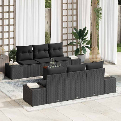 Set Divano da Giardino 7 pz Nero polyrattan | homemem39