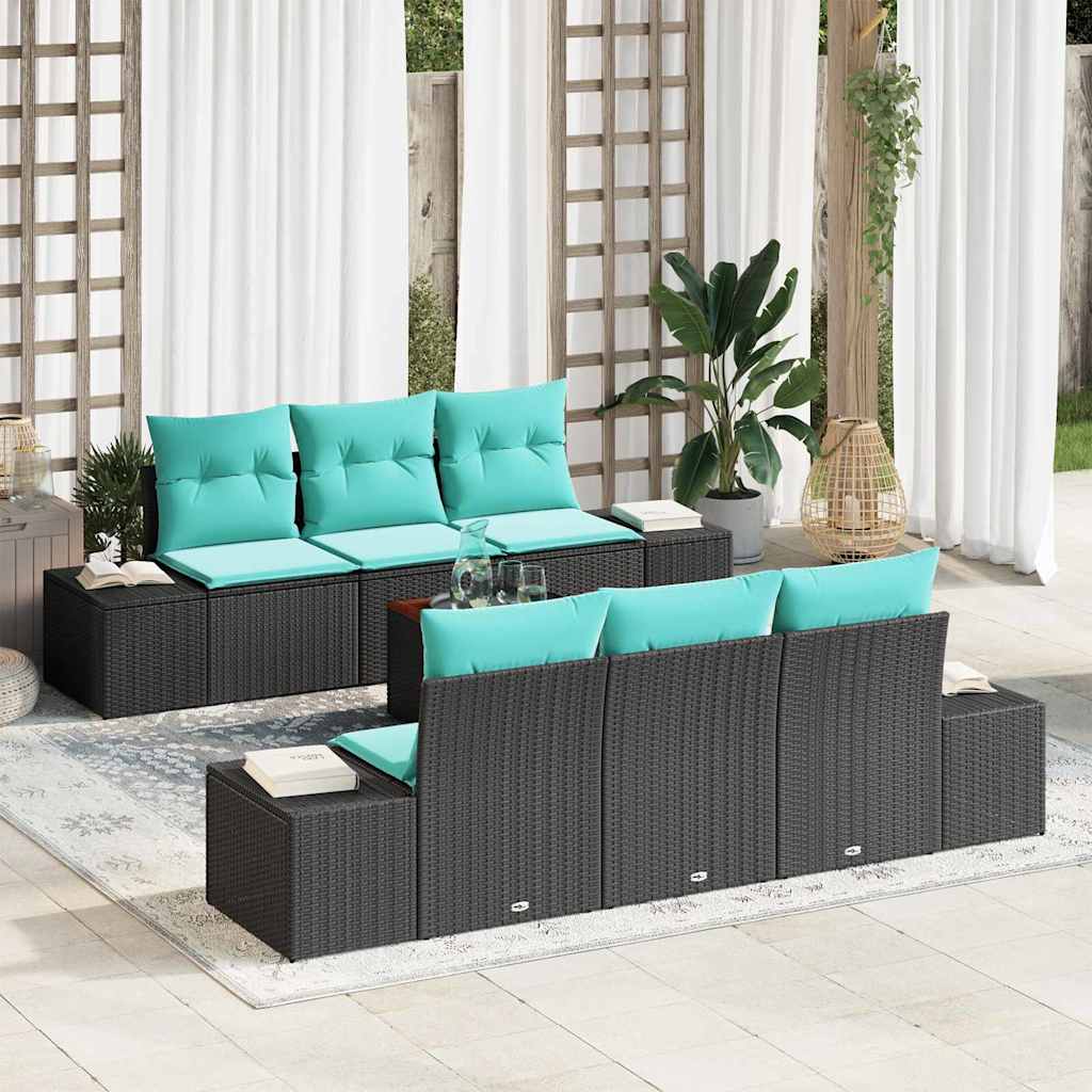 Set Divano da Giardino 7 pz Nero polyrattan | homemem39