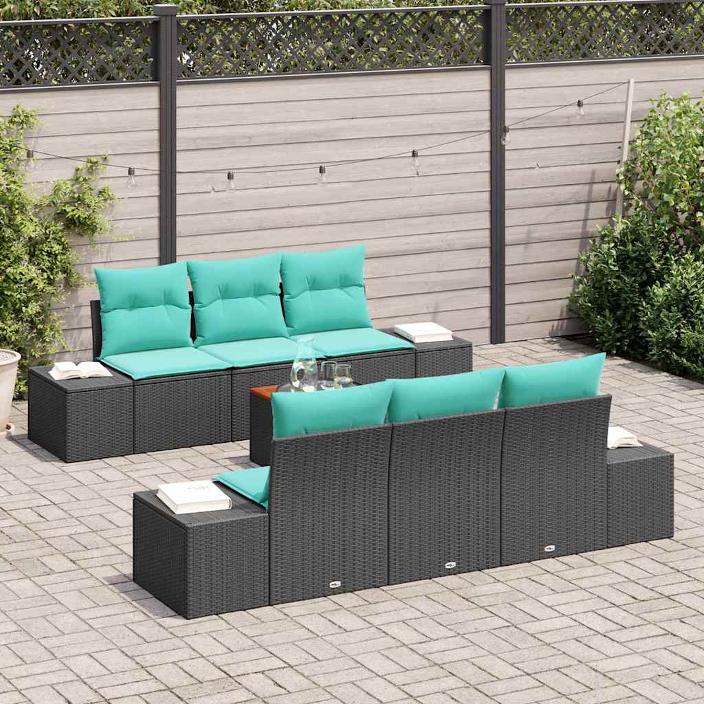Set Divano da Giardino 7 pz Nero polyrattan | homemem39