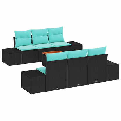Set Divano da Giardino 7 pz Nero polyrattan | homemem39