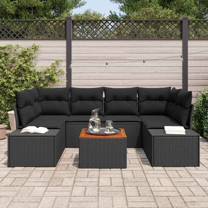Set Divano da Giardino 7 pz Nero polyrattan | homemem39