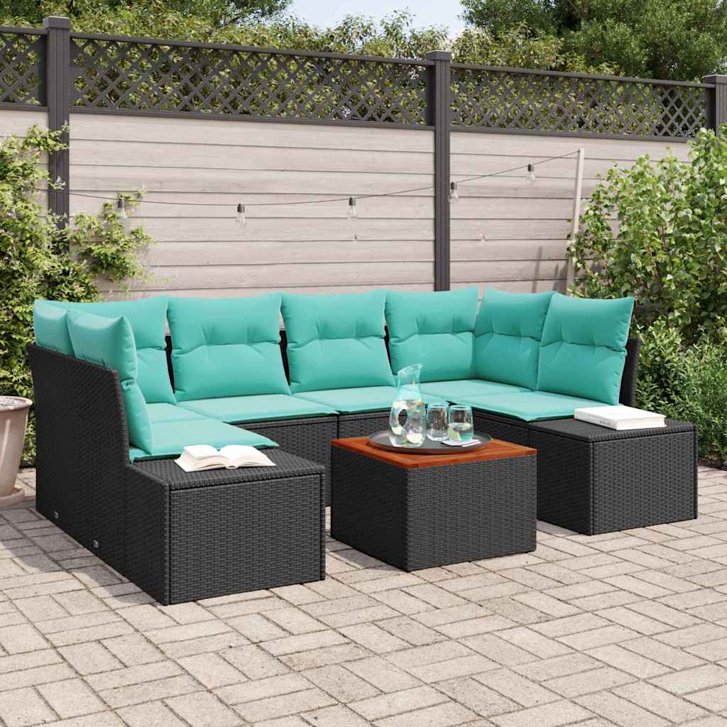 Set Divano da Giardino 7 pz Nero polyrattan - homemem39