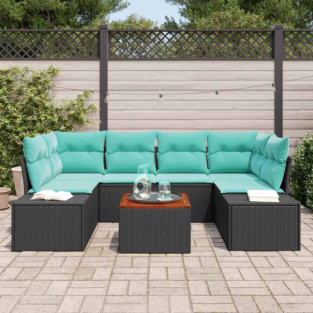 Set Divano da Giardino 7 pz Nero polyrattan | homemem39