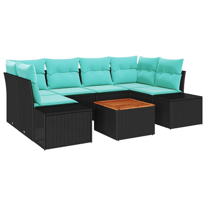 Set Divano da Giardino 7 pz Nero polyrattan - homemem39