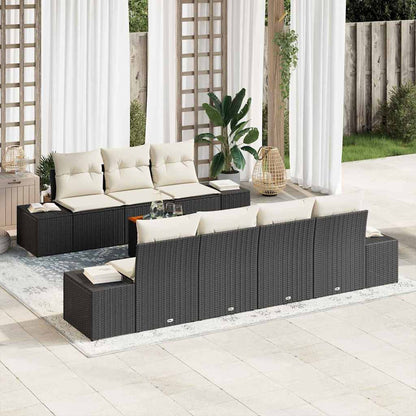 Set Divano da Giardino con cuscino 8 pcs Nero polyrattan | homemem39