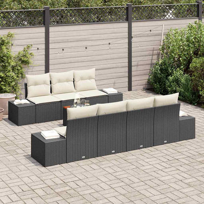 Set Divano da Giardino con cuscino 8 pcs Nero polyrattan | homemem39