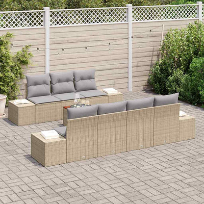 Set Divano da Giardino con cuscino 8 pcs Beige polyrattan | homemem39
